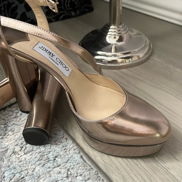 Maple 125 Ballet Pink Liquid Mirror Leather Platform Pumps.jimmy Choo!size 40 - Picture 8 of 9